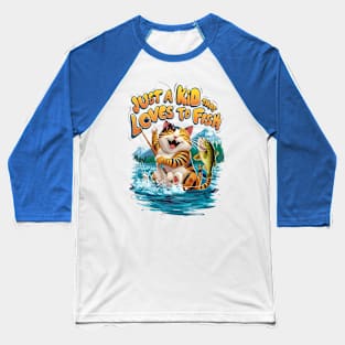 Whiskered Purrfection: A Feline Fishermans Delight Baseball T-Shirt